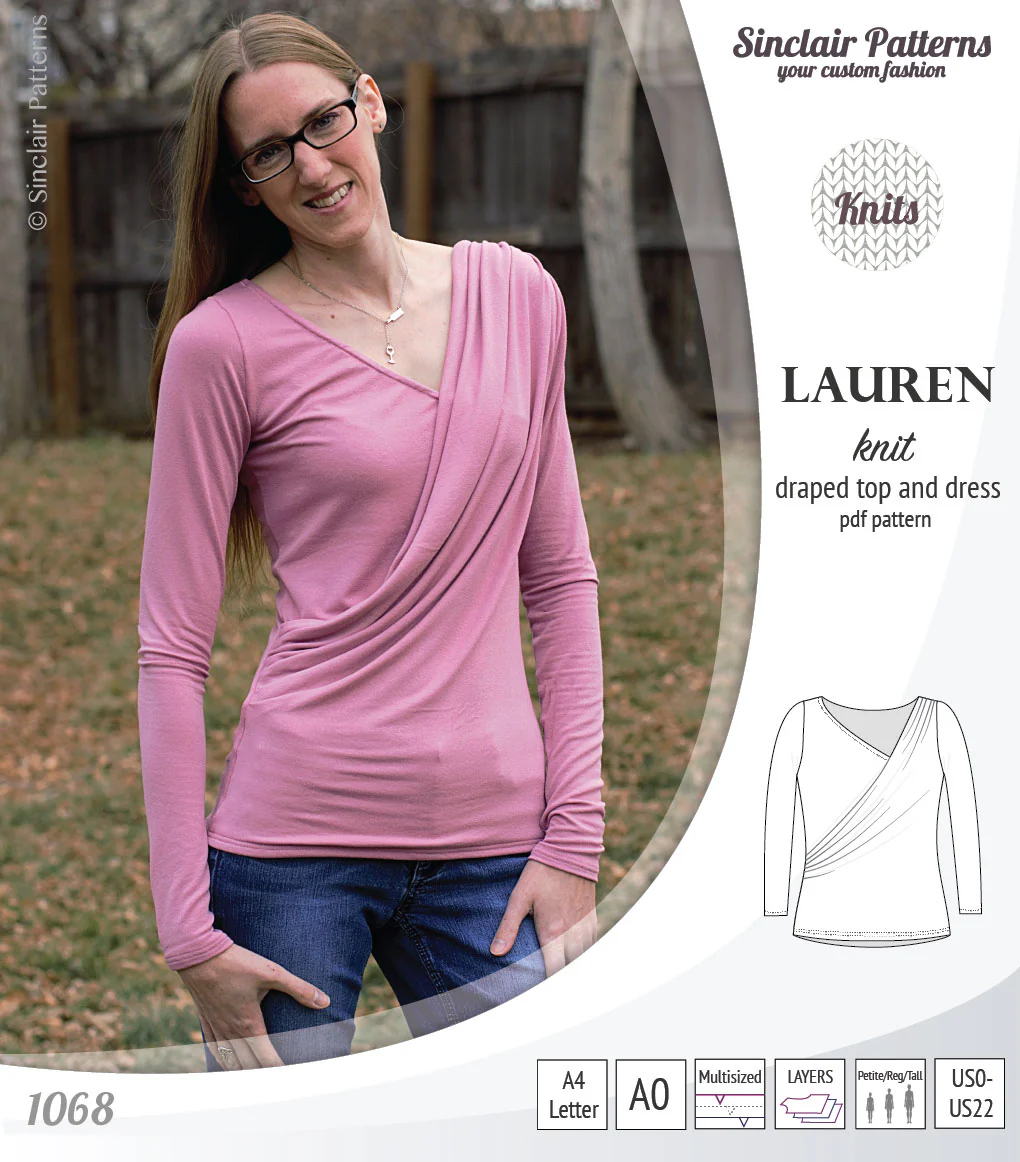Lauren knit top and dress with front draped accent (PDF) - Image 14
