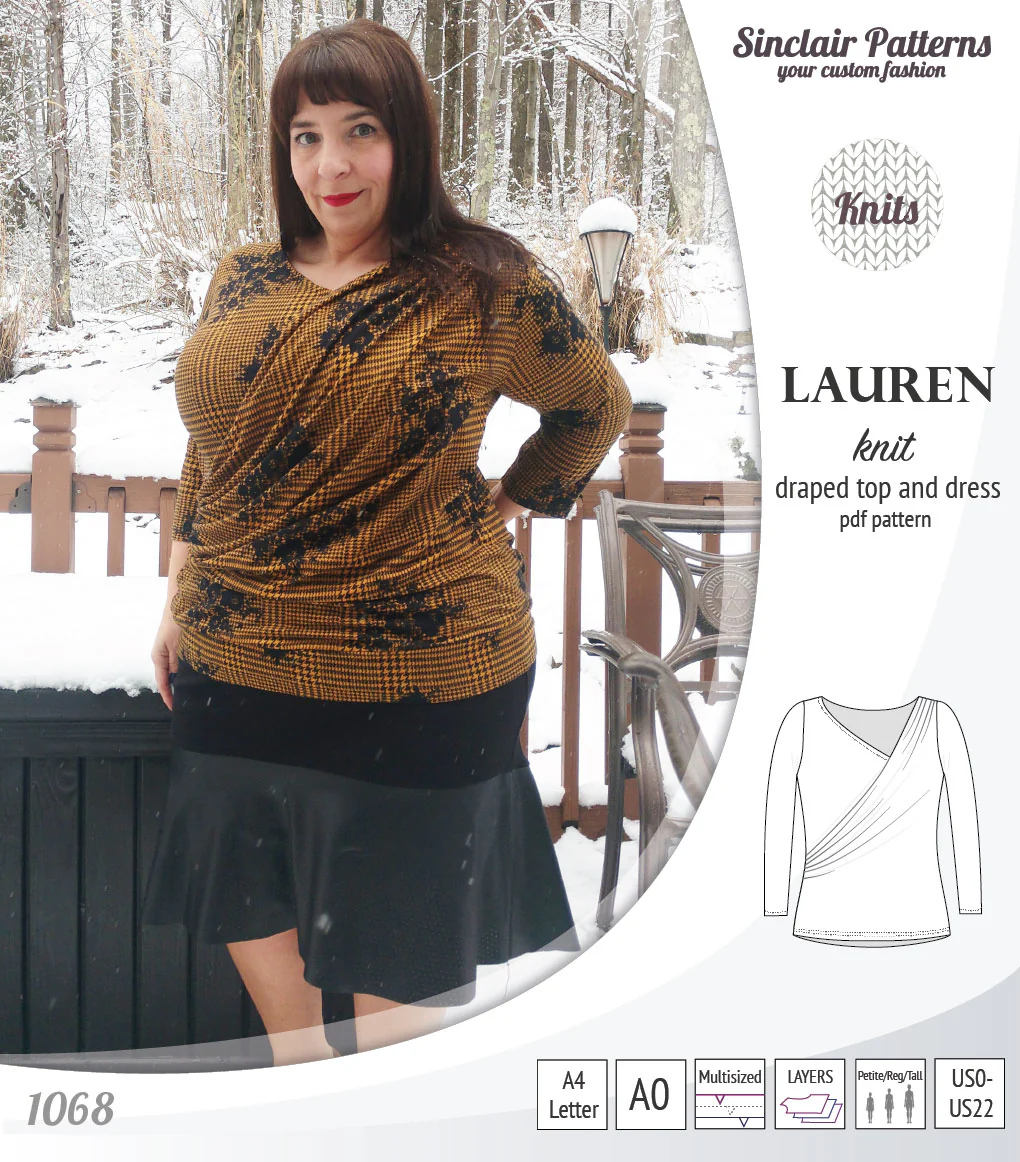 Lauren knit top and dress with front draped accent (PDF) - Image 17