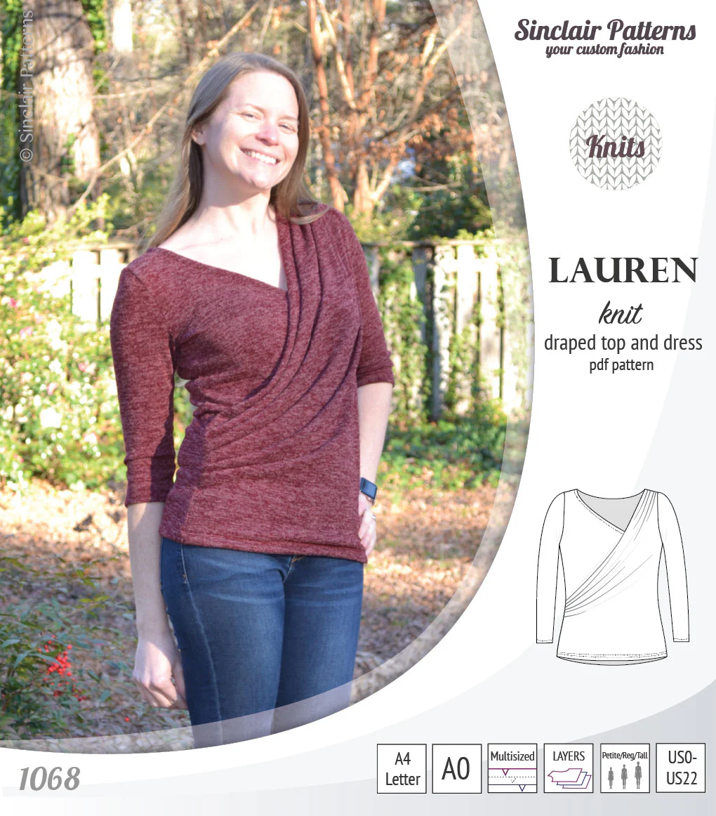 Lauren knit top and dress with front draped accent (PDF) - Image 18