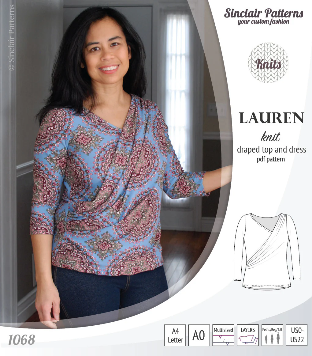 Lauren knit top and dress with front draped accent (PDF) - Image 19