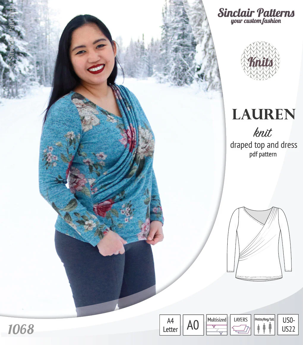 Lauren knit top and dress with front draped accent (PDF) - Image 22