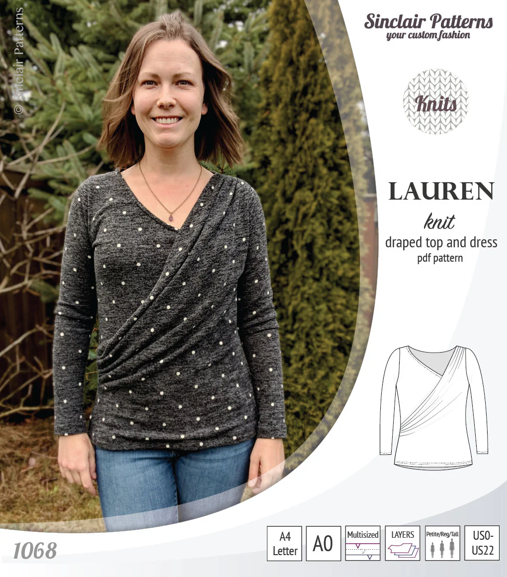 Lauren knit top and dress with front draped accent (PDF) - Image 23