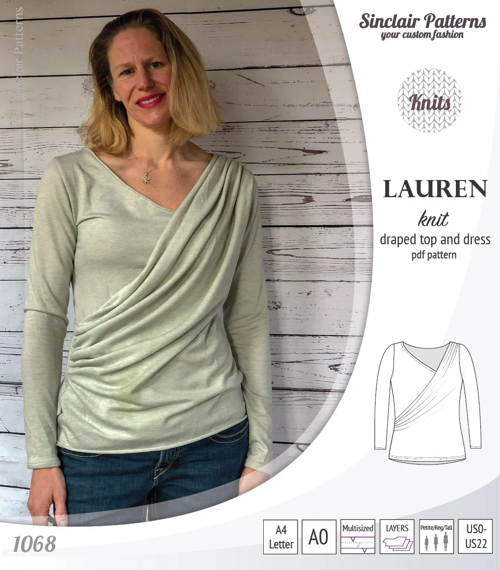 Lauren knit top and dress with front draped accent (PDF) - Image 26