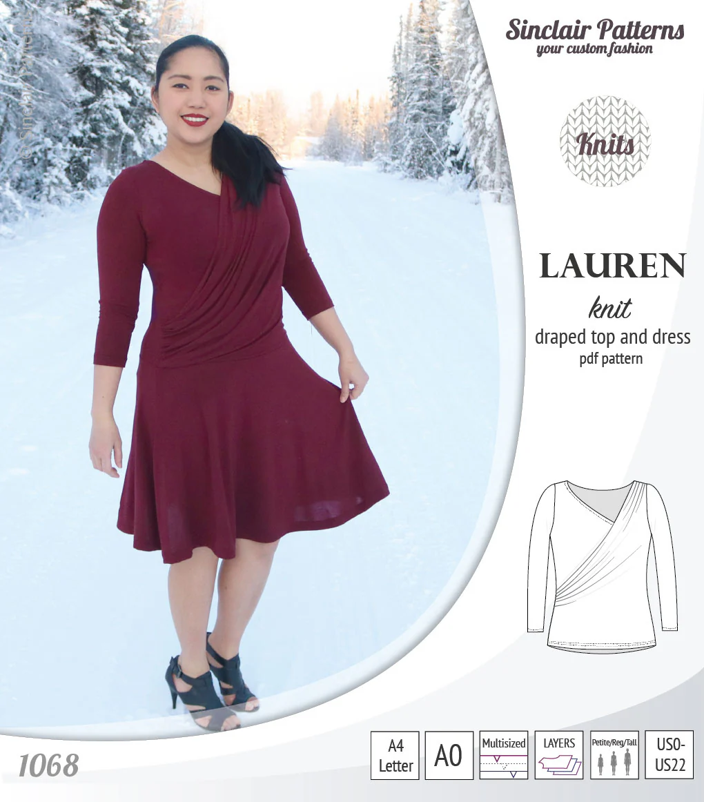 Lauren knit top and dress with front draped accent (PDF) - Image 27
