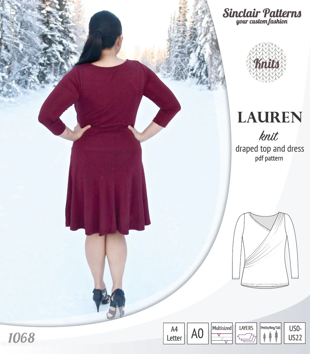 Lauren knit top and dress with front draped accent (PDF) - Image 29