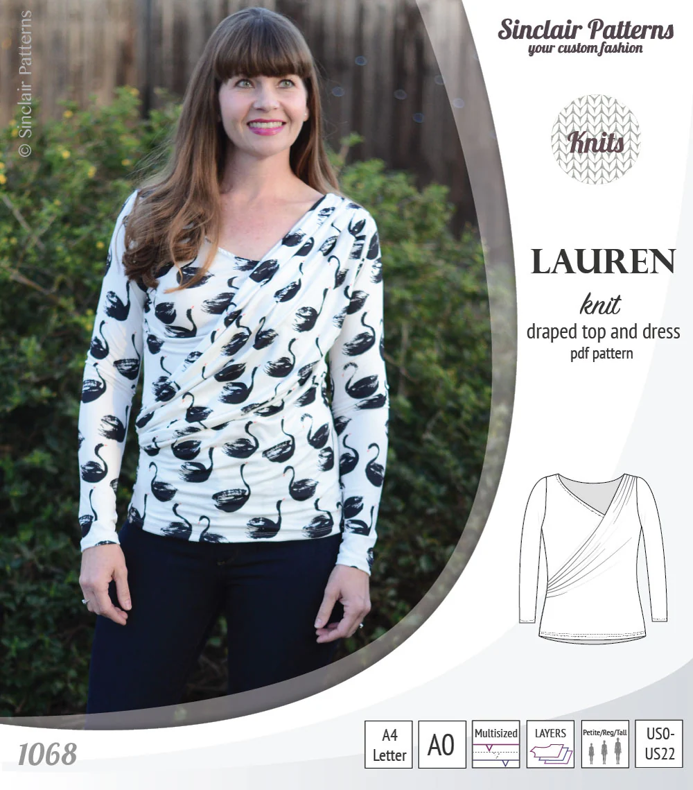 Lauren knit top and dress with front draped accent (PDF) - Image 31