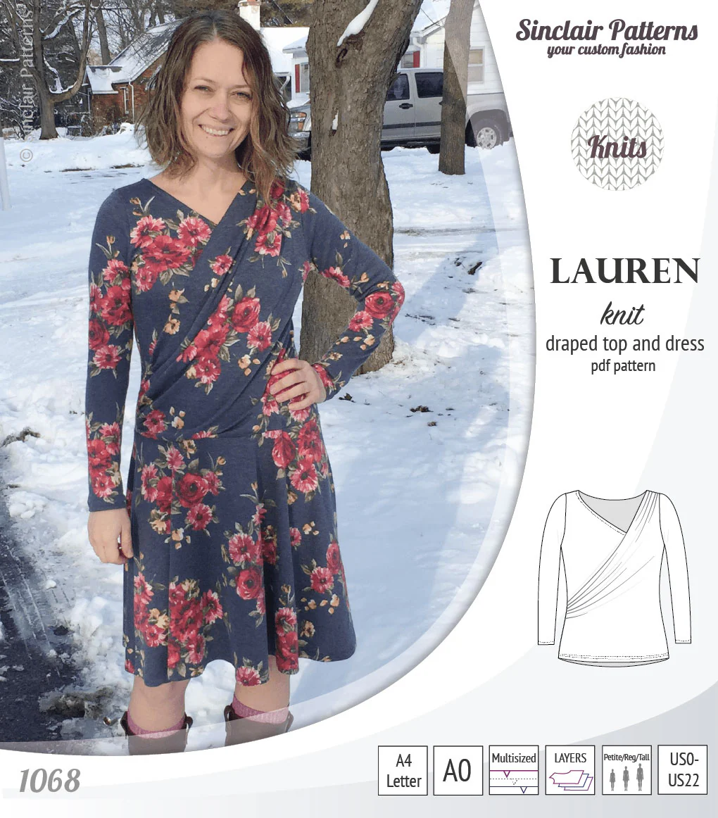 Lauren knit top and dress with front draped accent (PDF) - Image 39