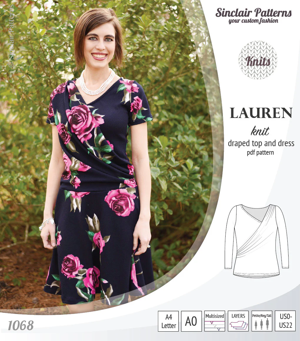 Lauren knit top and dress with front draped accent (PDF) - Image 40