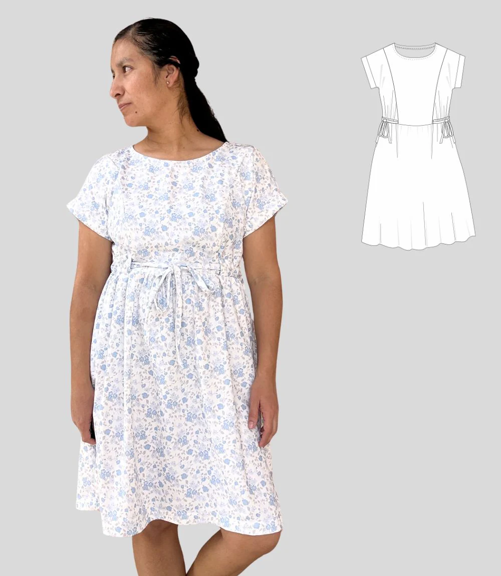 Lena woven dolman style dress with ties (PDF) - Image 10