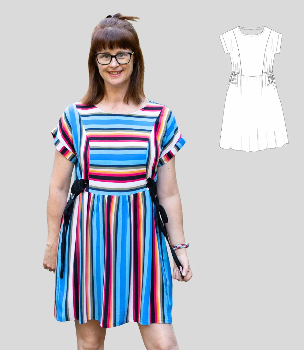 Lena woven dolman style dress with ties (PDF) - Image 12