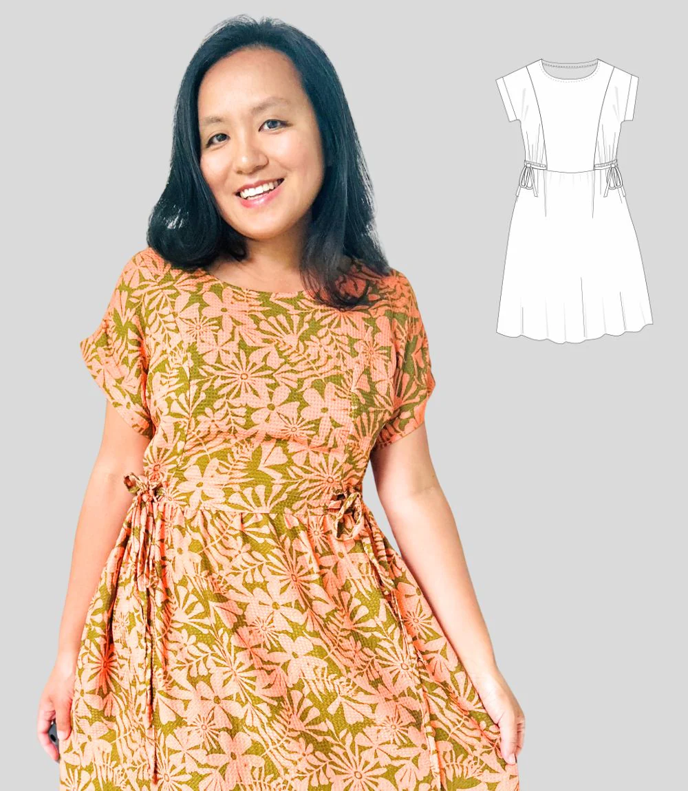 Lena woven dolman style dress with ties (PDF) - Image 2