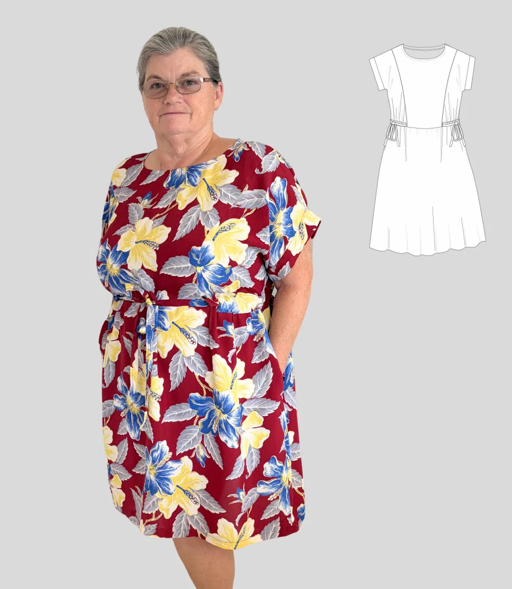 Lena woven dolman style dress with ties (PDF) - Image 22