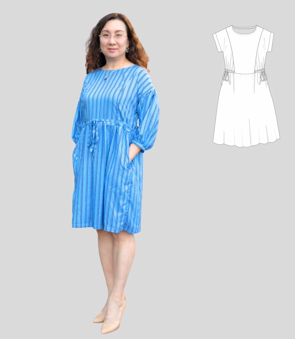 Lena woven dolman style dress with ties (PDF) - Image 23