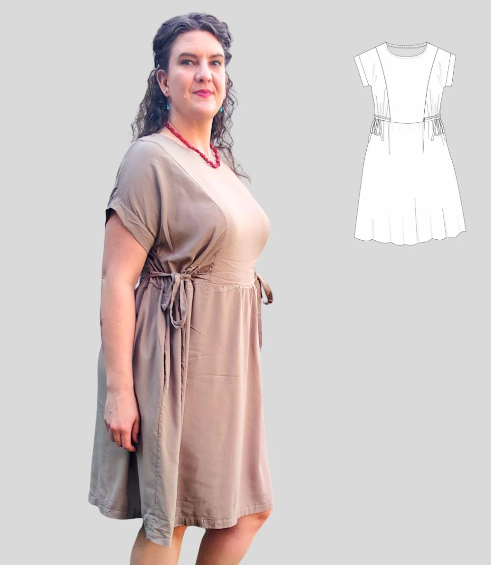 Lena woven dolman style dress with ties (PDF) - Image 24