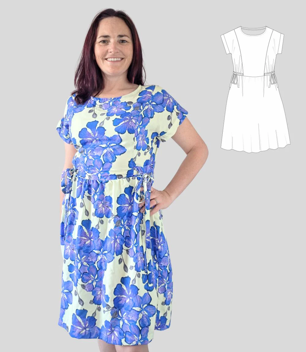 Lena woven dolman style dress with ties (PDF) - Image 3