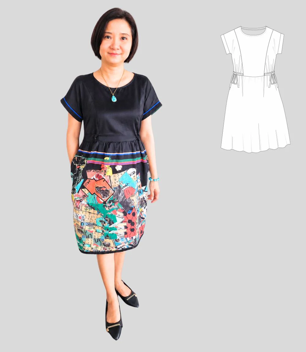 Lena woven dolman style dress with ties (PDF) - Image 4