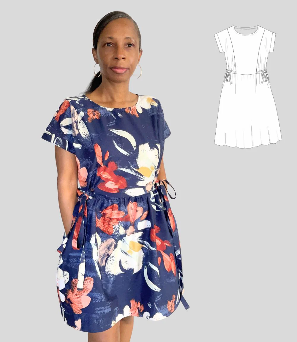 Lena woven dolman style dress with ties (PDF) - Image 5