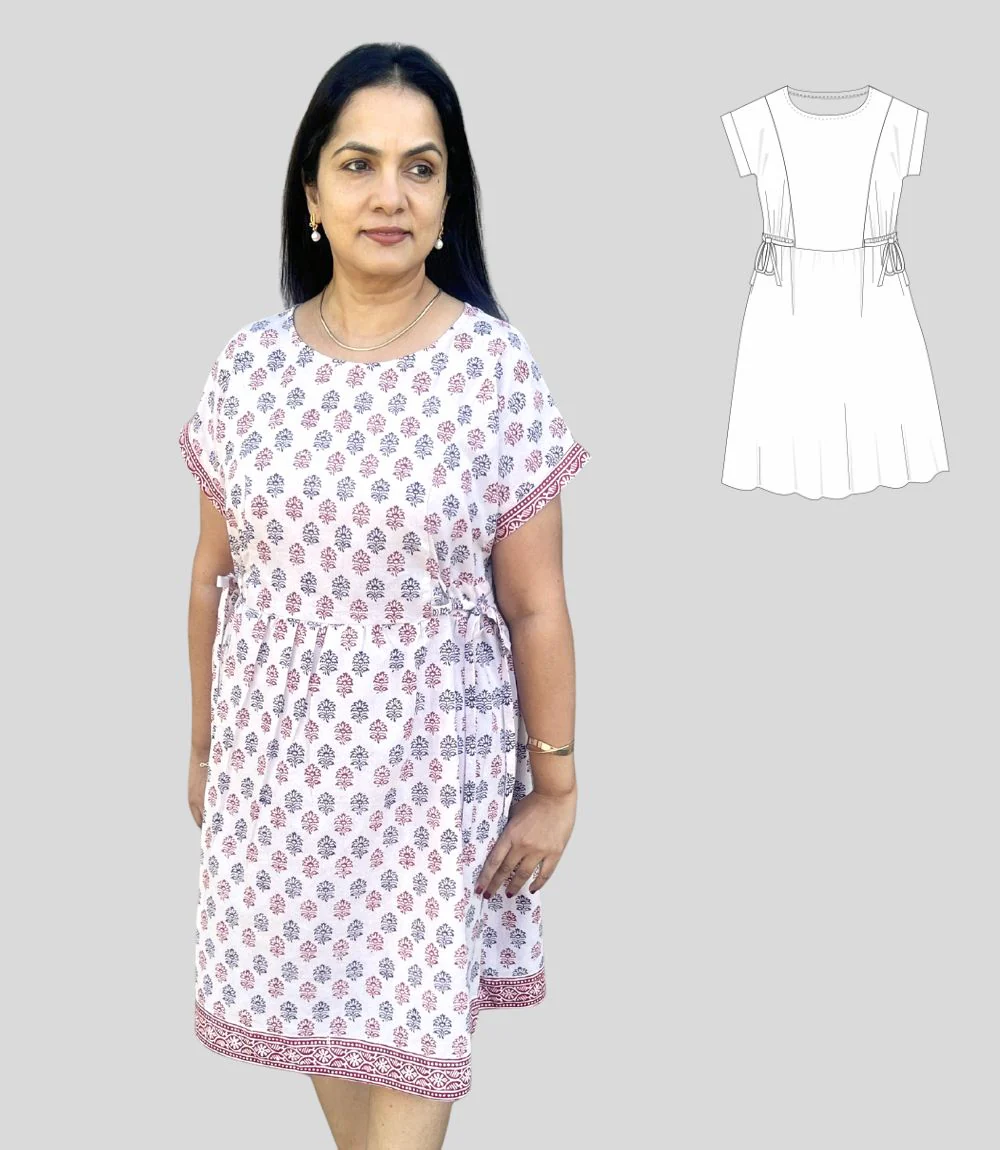 Lena woven dolman style dress with ties (PDF) - Image 8