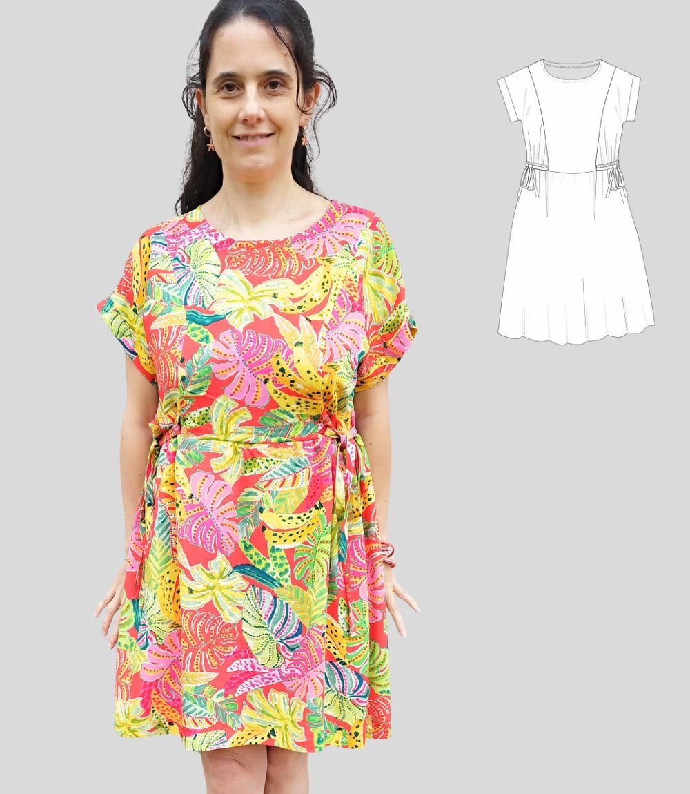 Lena woven dolman style dress with ties (PDF) - Image 9