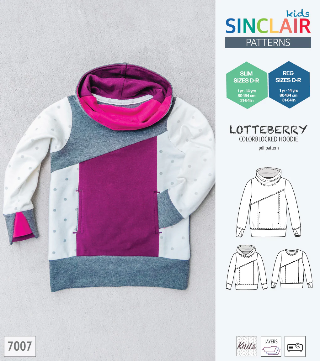 Lotteberry colorblocked hoodie and sweater for children (PDF) - Image 3