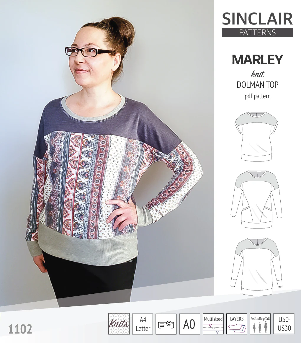 Marley dolman knit top with a yoke (PDF) - Image 46