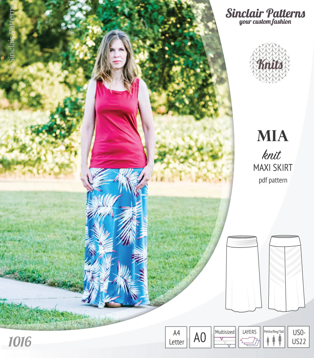 Mia knit maxi skirt with side slits and yoga style waistband (PDF) - Image 10