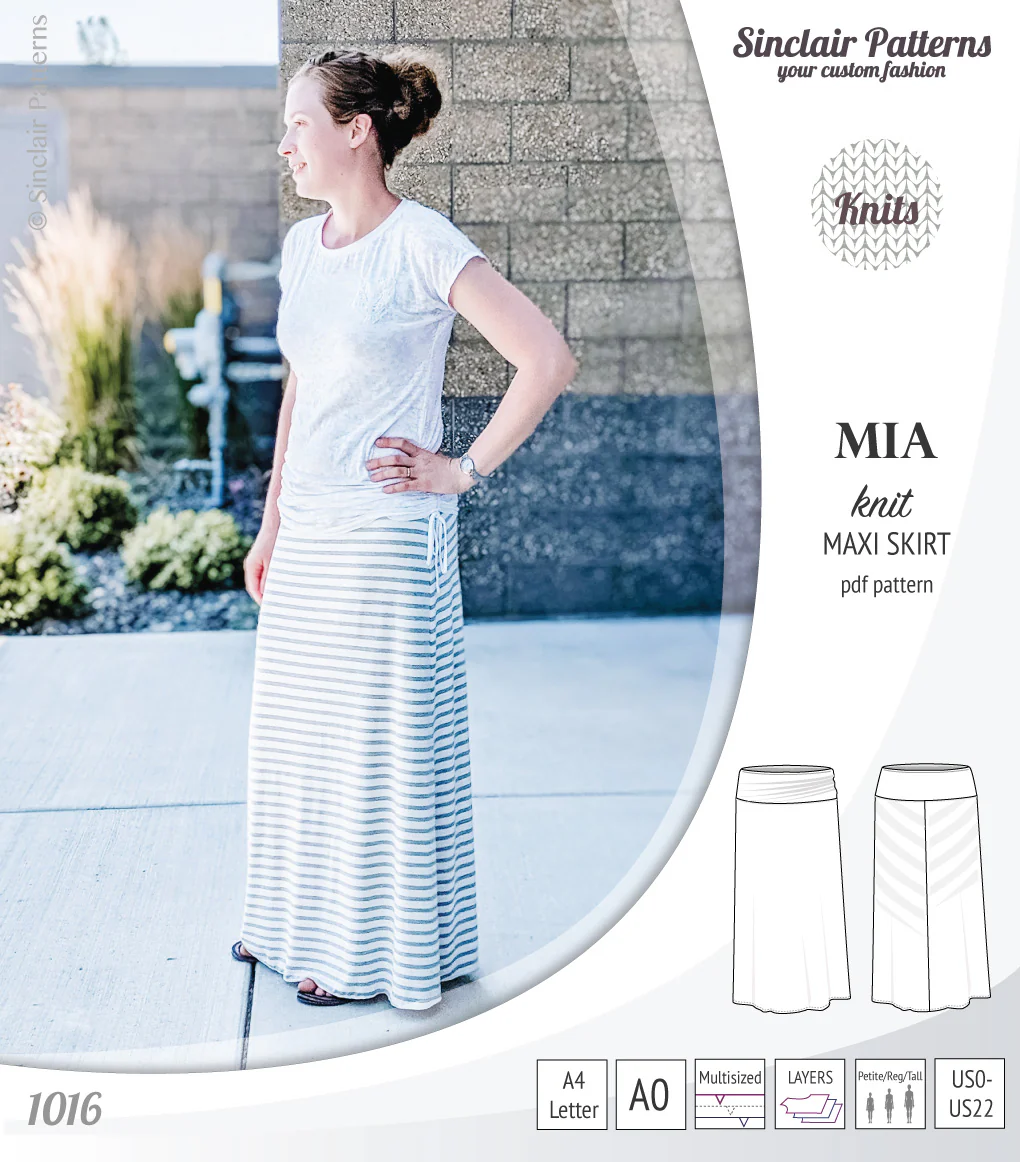 Mia knit maxi skirt with side slits and yoga style waistband (PDF) - Image 12