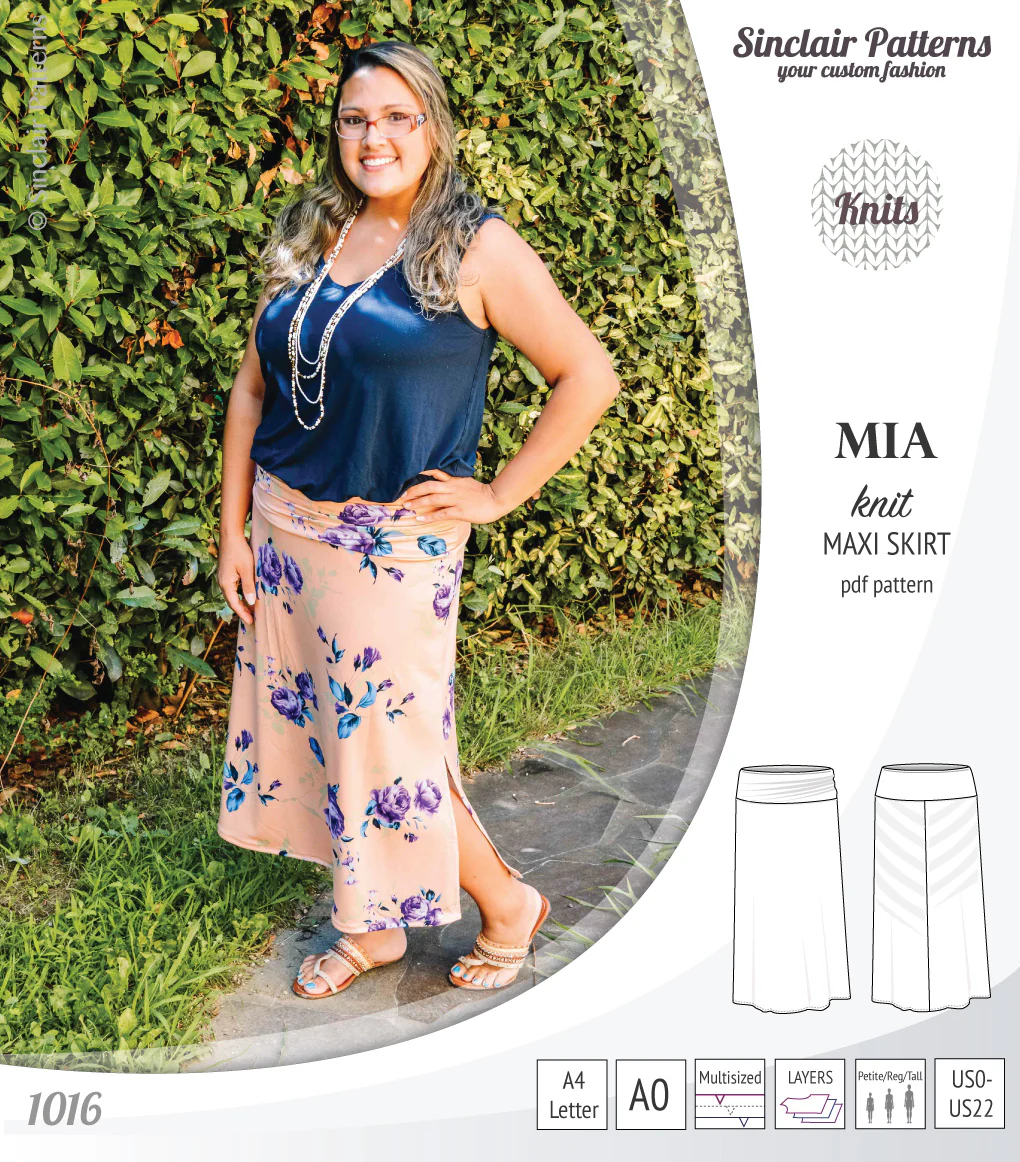 Mia knit maxi skirt with side slits and yoga style waistband (PDF) - Image 14