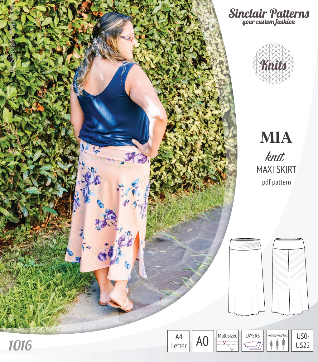 Mia knit maxi skirt with side slits and yoga style waistband (PDF) - Image 15