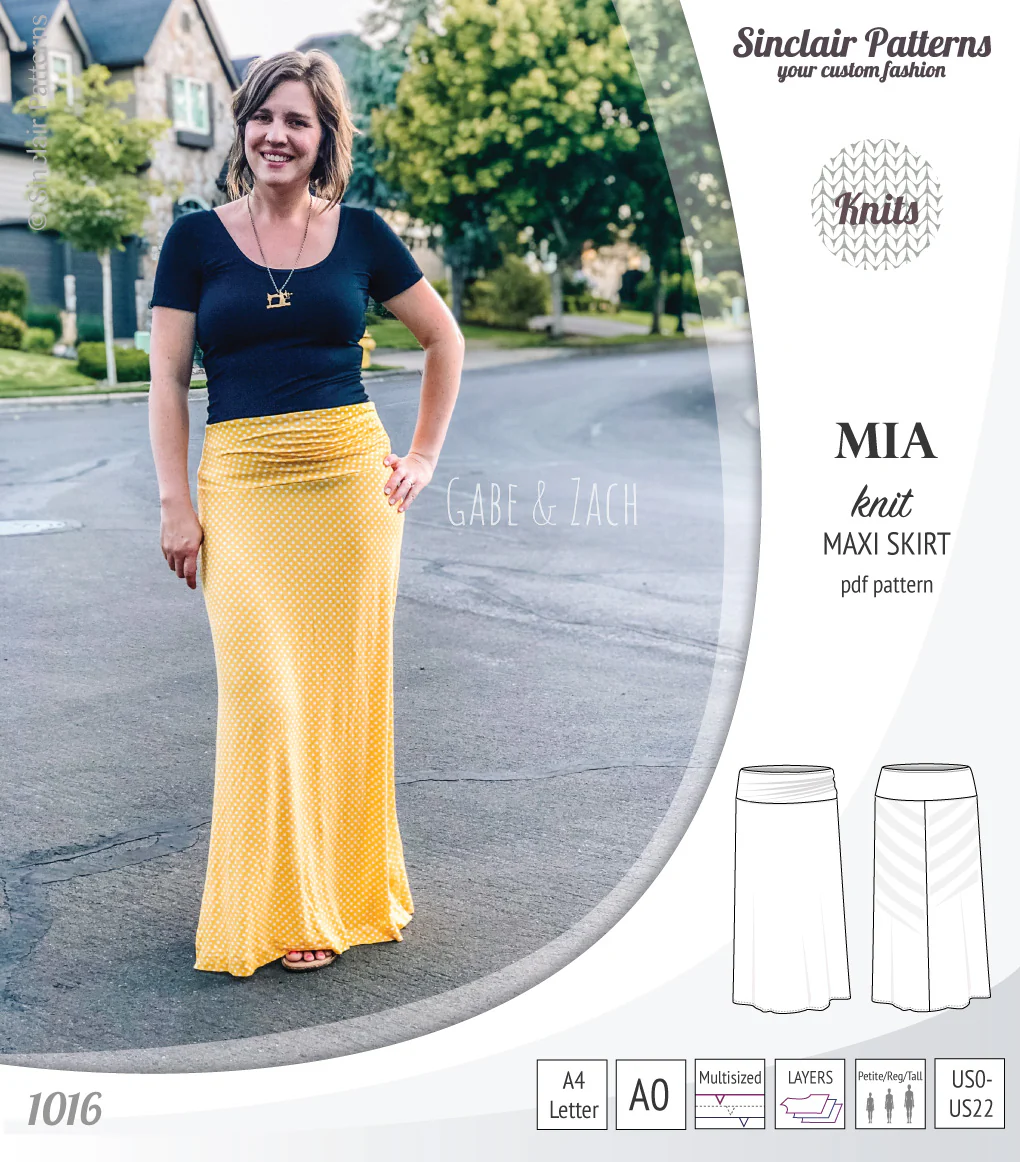 Mia knit maxi skirt with side slits and yoga style waistband (PDF) - Image 16