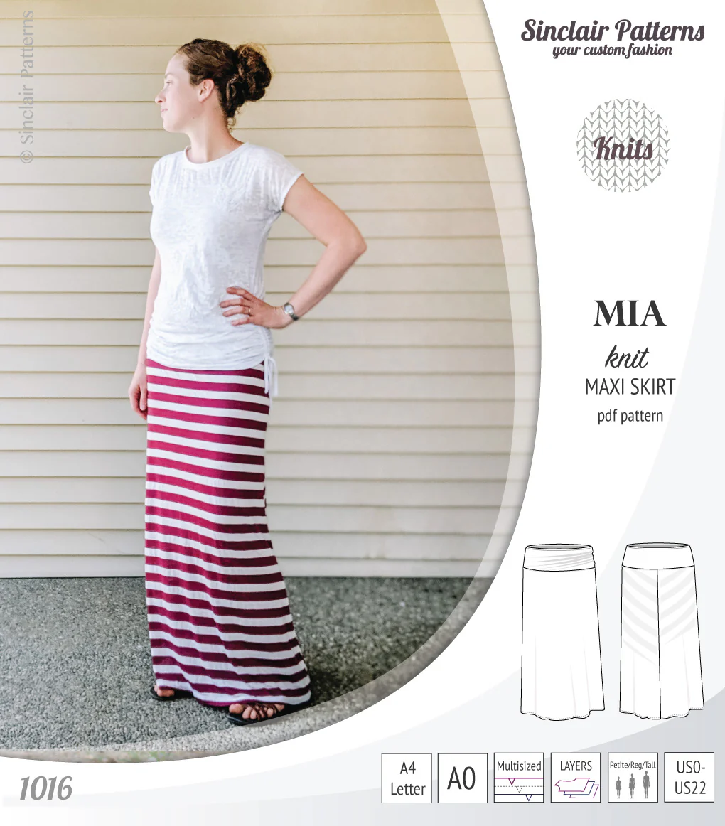 Mia knit maxi skirt with side slits and yoga style waistband (PDF) - Image 17