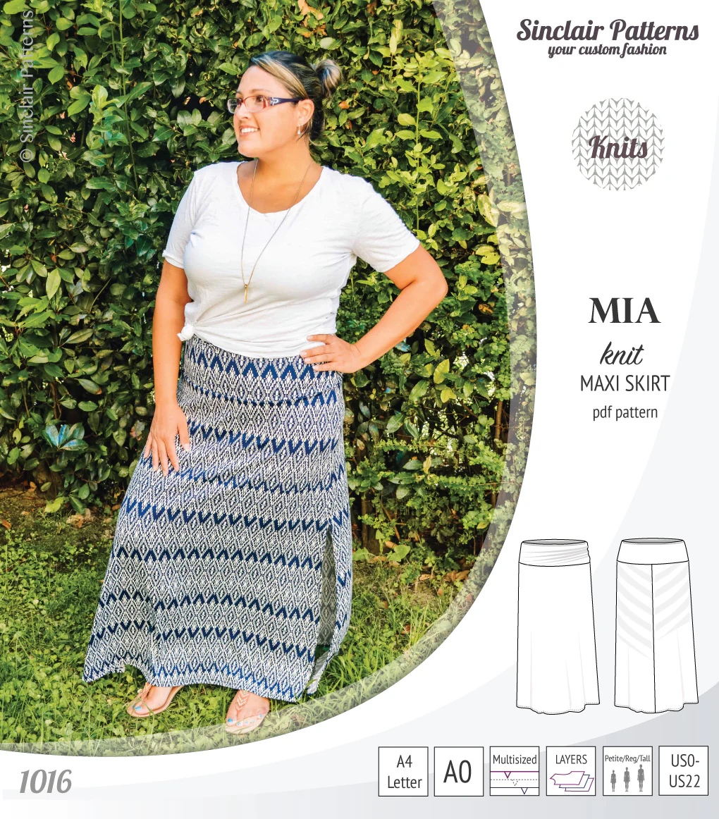 Mia knit maxi skirt with side slits and yoga style waistband (PDF) - Image 18