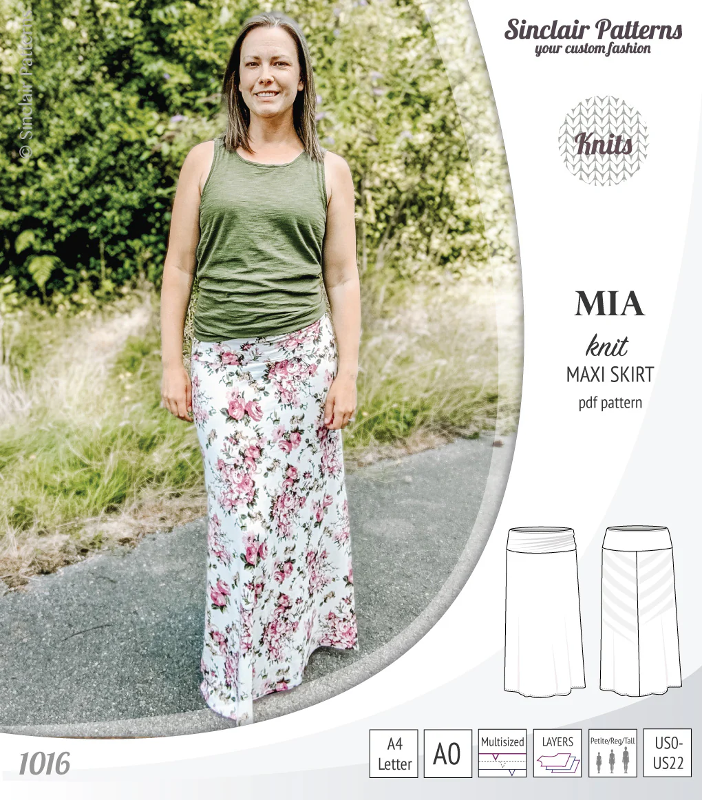 Mia knit maxi skirt with side slits and yoga style waistband (PDF) - Image 19