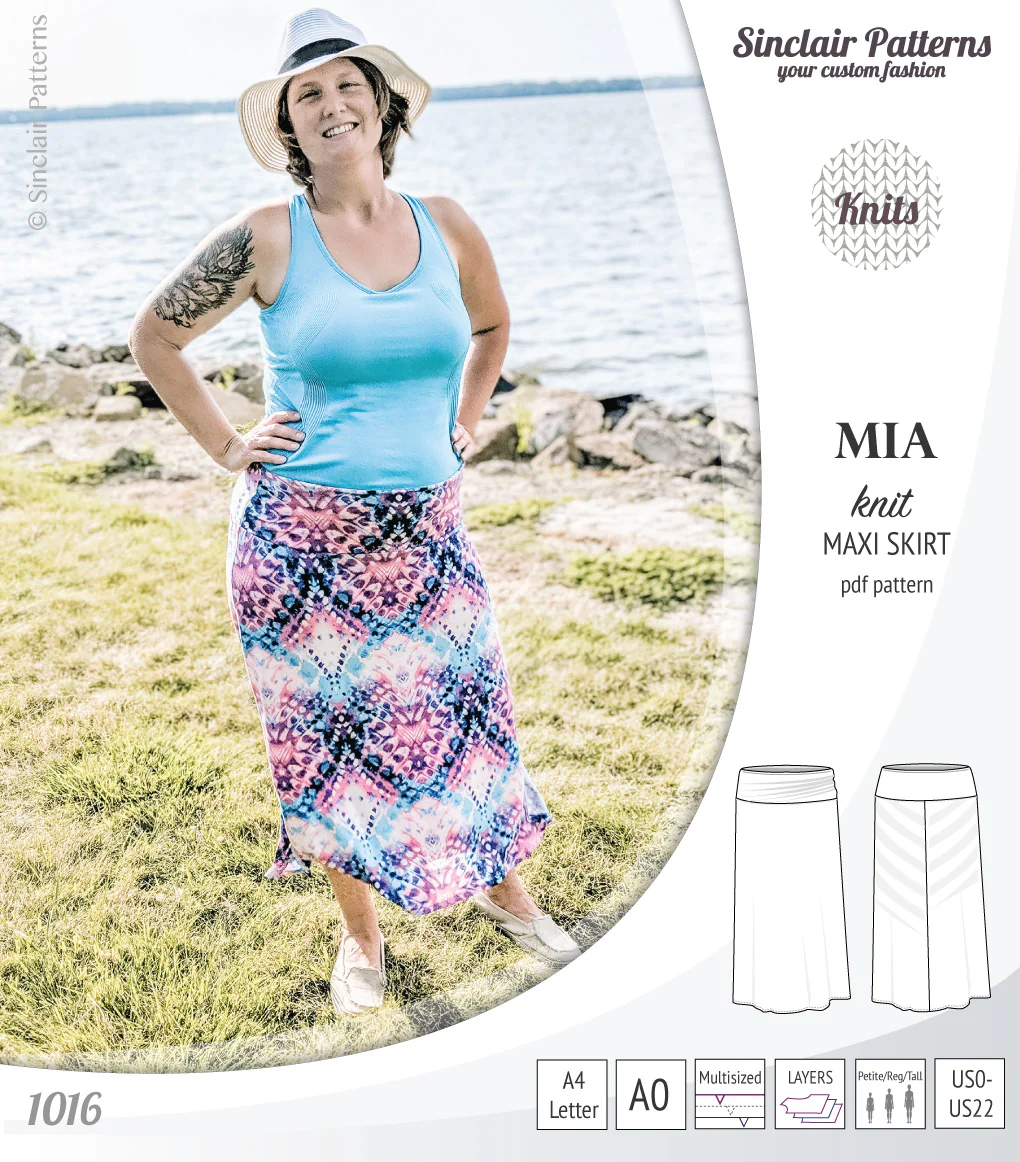 Mia knit maxi skirt with side slits and yoga style waistband (PDF) - Image 20