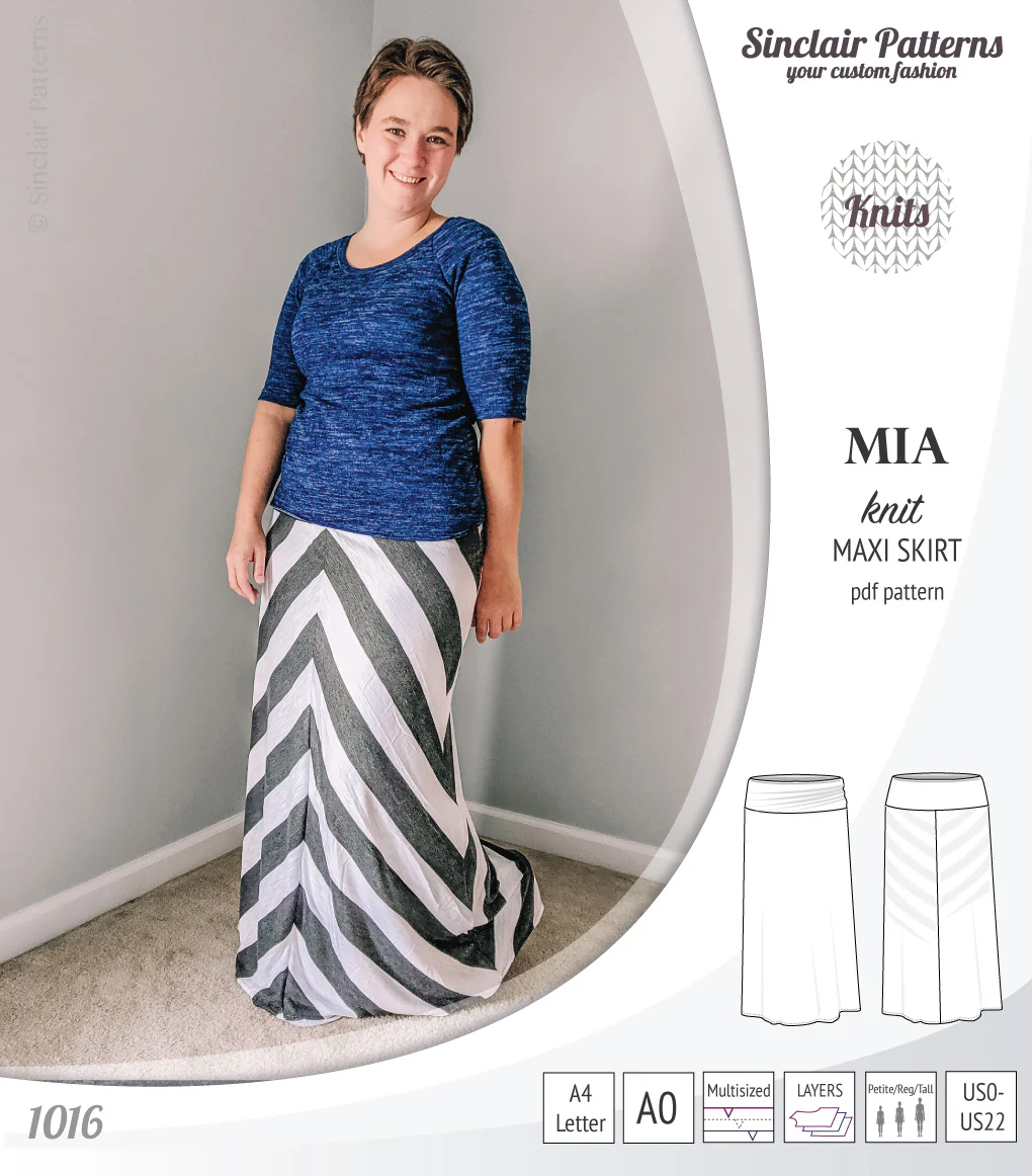 Mia knit maxi skirt with side slits and yoga style waistband (PDF) - Image 21