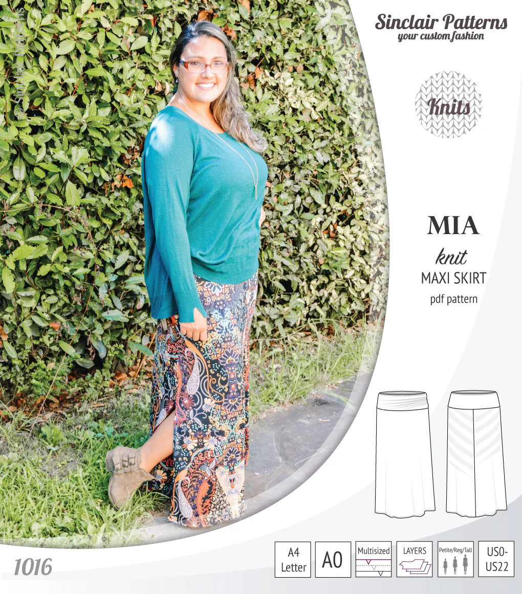 Mia knit maxi skirt with side slits and yoga style waistband (PDF) - Image 22