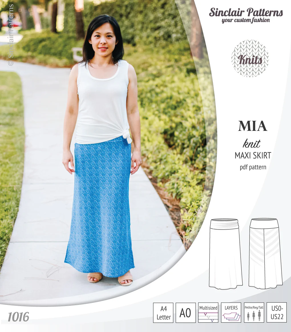 Mia knit maxi skirt with side slits and yoga style waistband (PDF) - Image 24