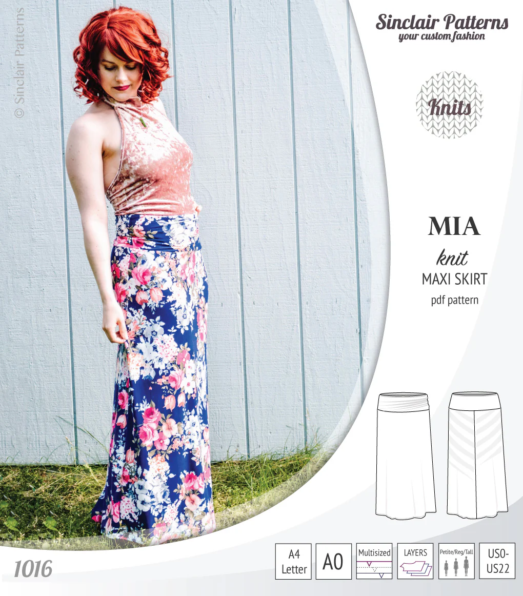 Mia knit maxi skirt with side slits and yoga style waistband (PDF) - Image 26