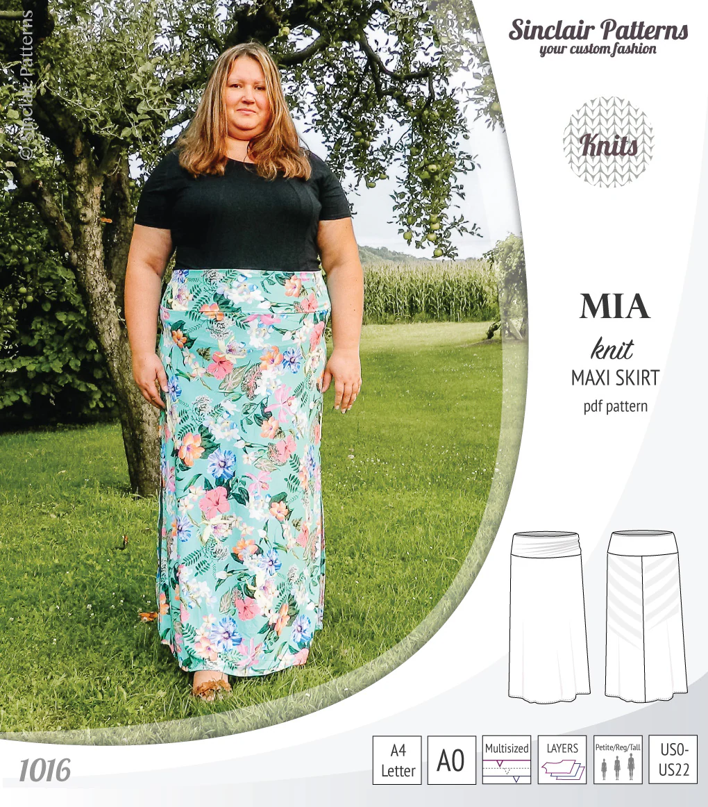 Mia knit maxi skirt with side slits and yoga style waistband (PDF) - Image 27