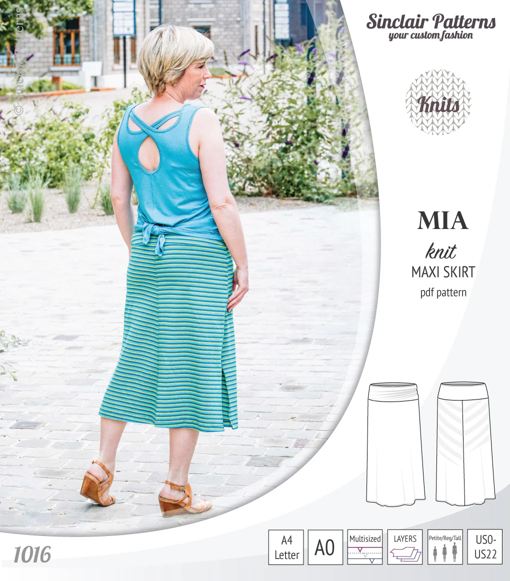 Mia knit maxi skirt with side slits and yoga style waistband (PDF) - Image 29