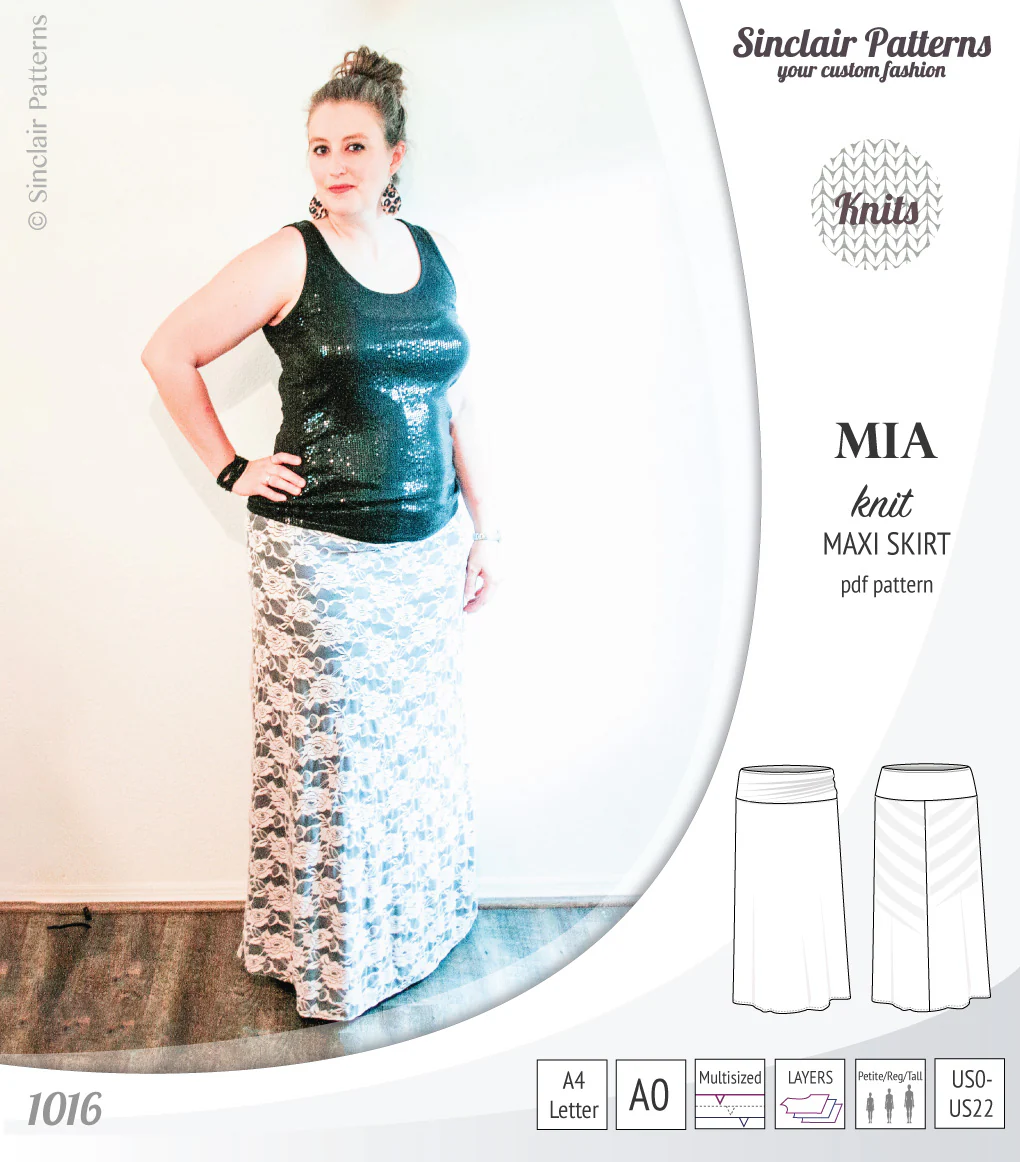 Mia knit maxi skirt with side slits and yoga style waistband (PDF) - Image 30