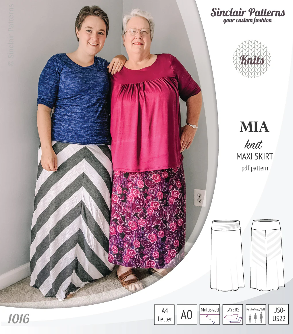 Mia knit maxi skirt with side slits and yoga style waistband (PDF) - Image 31