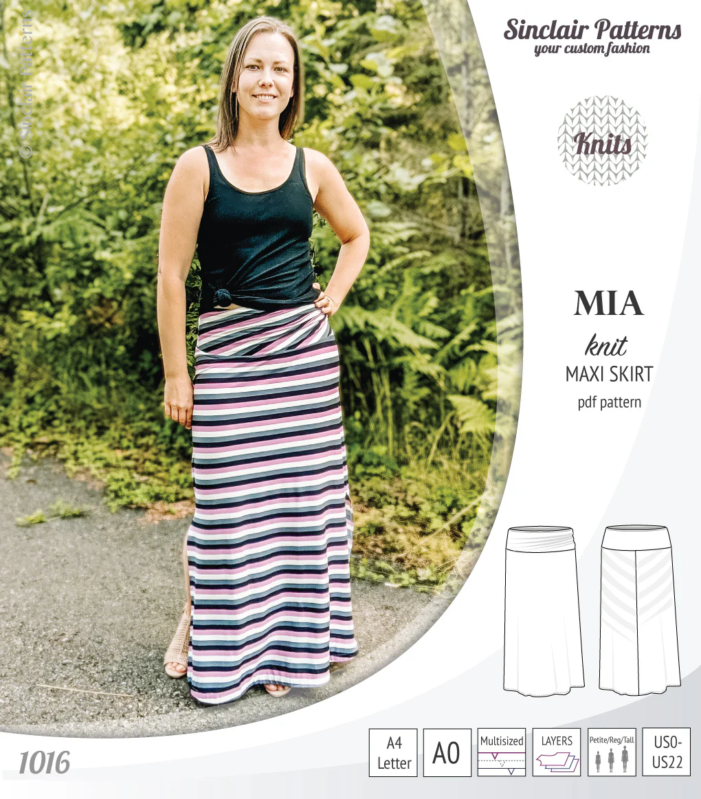 Mia knit maxi skirt with side slits and yoga style waistband (PDF) - Image 5