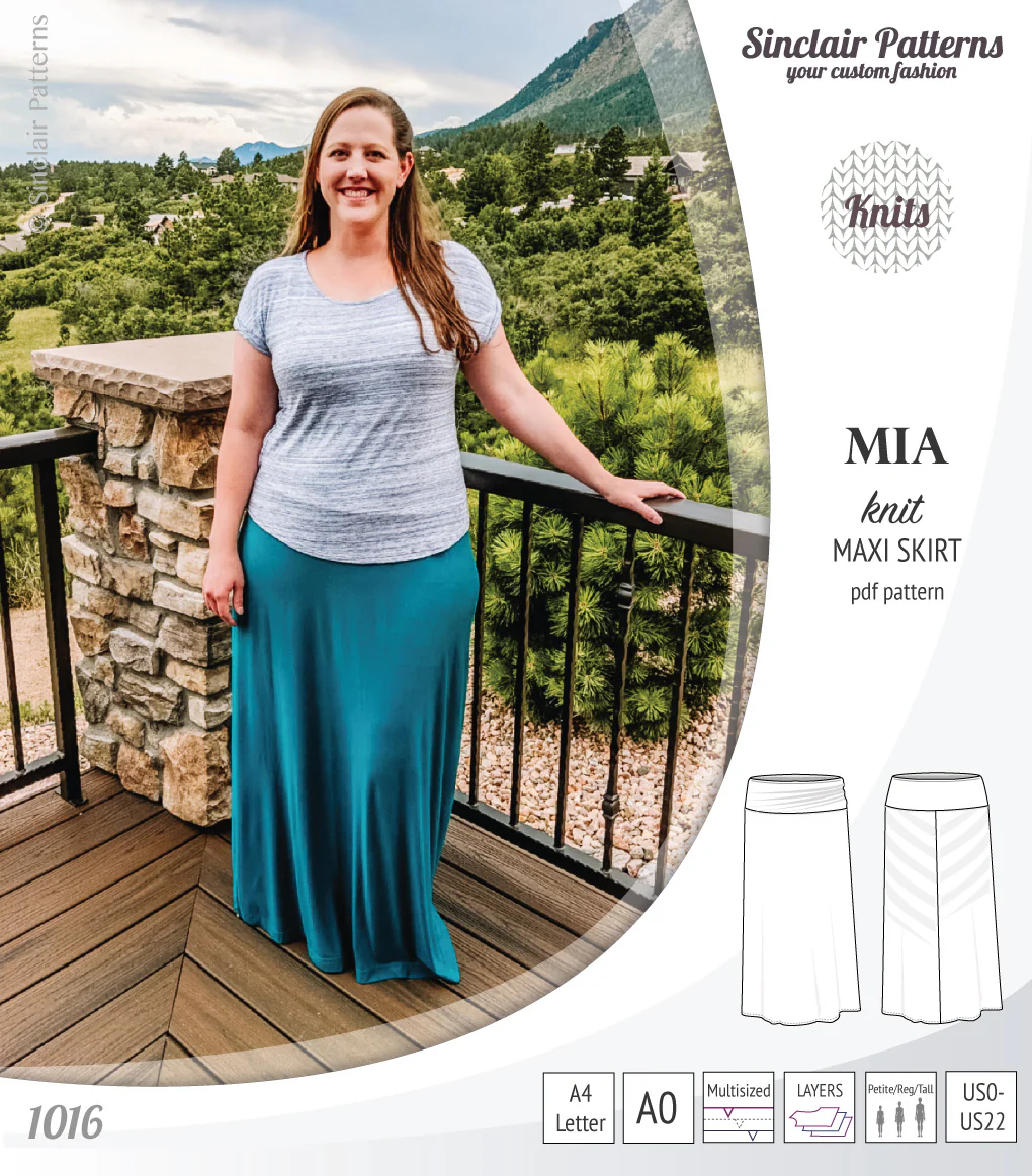 Mia knit maxi skirt with side slits and yoga style waistband (PDF) - Image 7