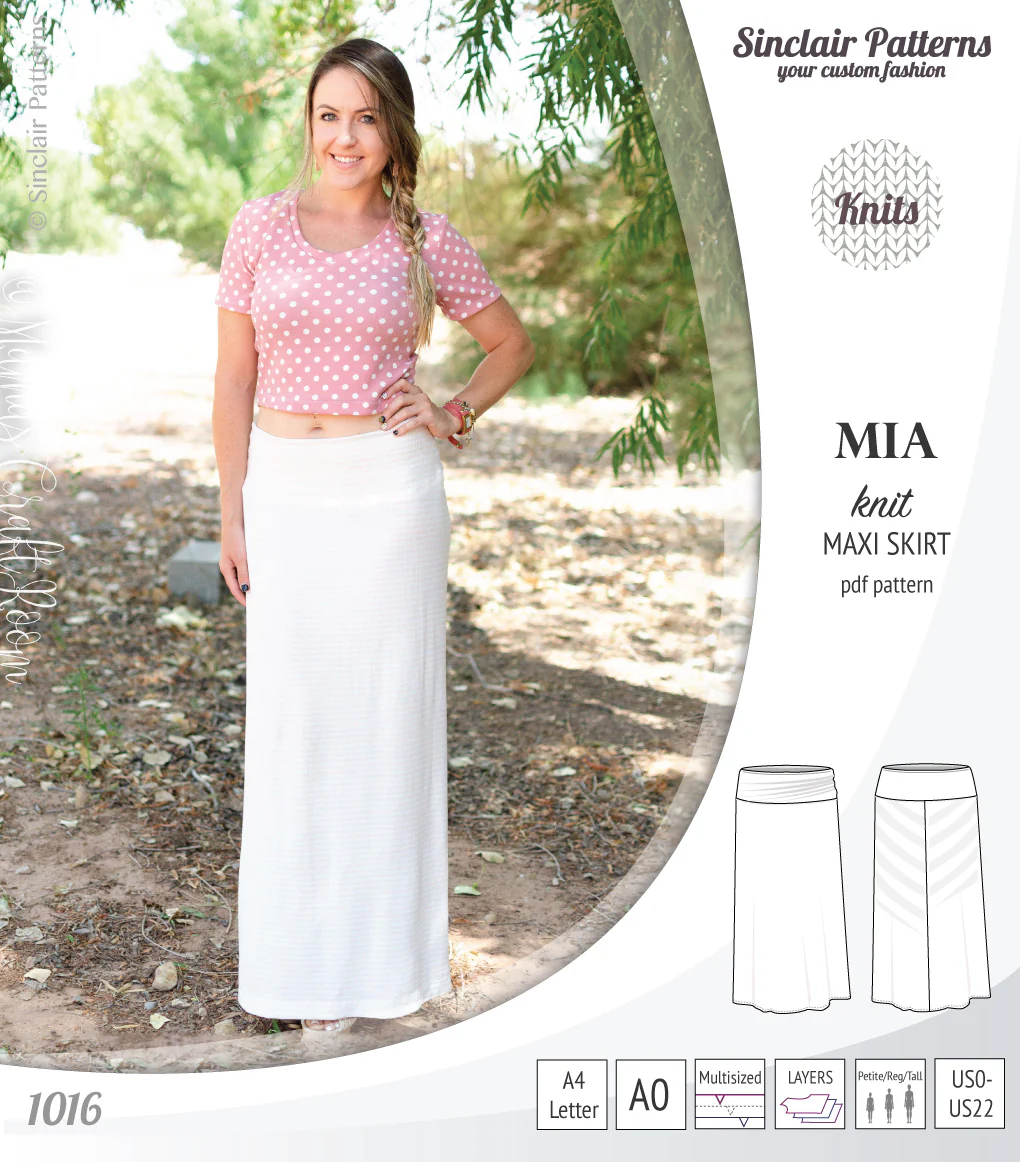 Mia knit maxi skirt with side slits and yoga style waistband (PDF) - Image 8
