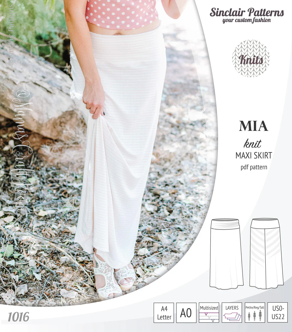 Mia knit maxi skirt with side slits and yoga style waistband (PDF) - Image 9