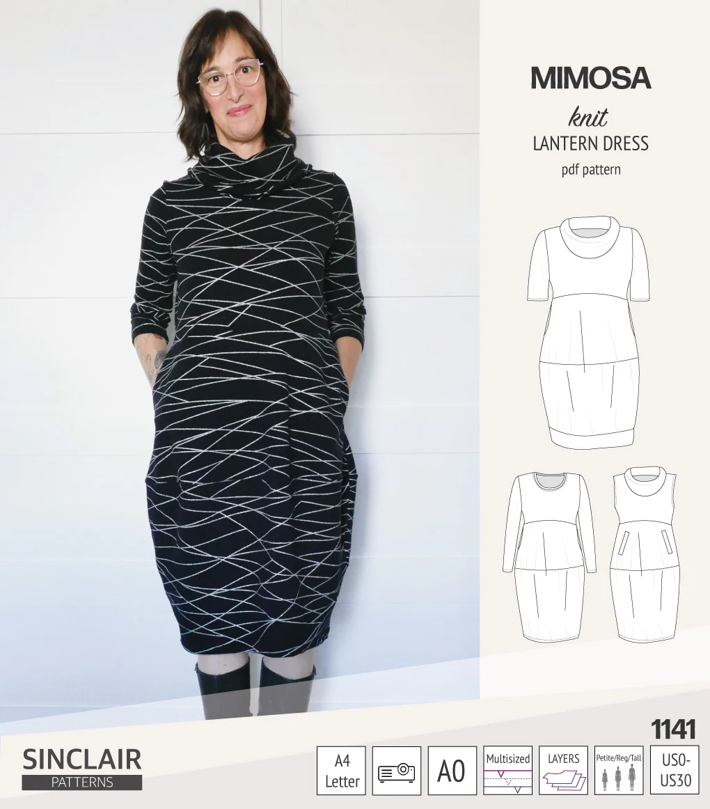 Mimosa lantern style knit dress with a cowl and pockets (PDF) - Image 20