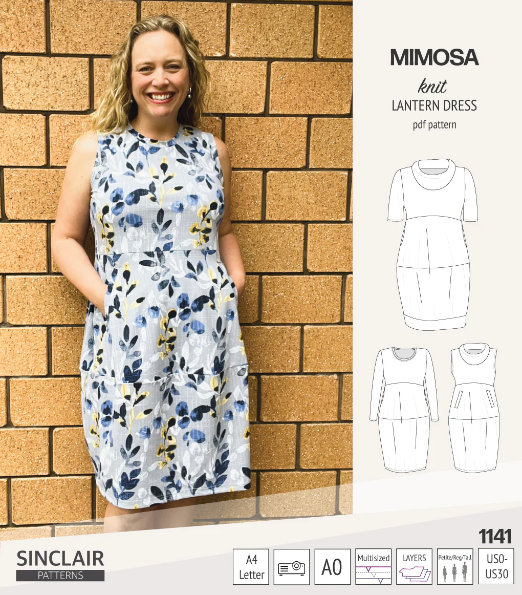 Mimosa lantern style knit dress with a cowl and pockets (PDF) - Image 52