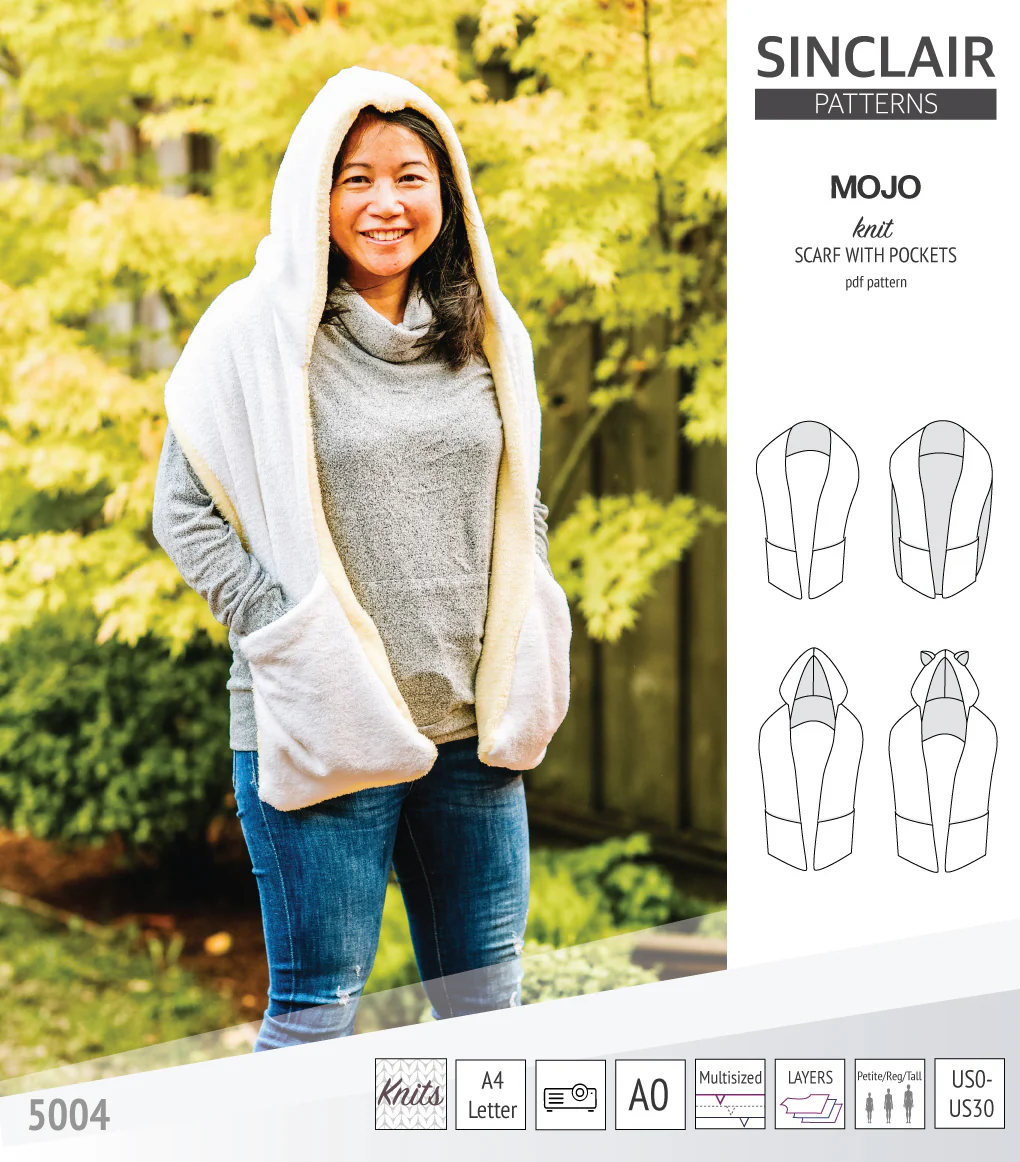 Mojo knit/woven scarf with a hood, a cape, pockets and ears (PDF) - Image 17