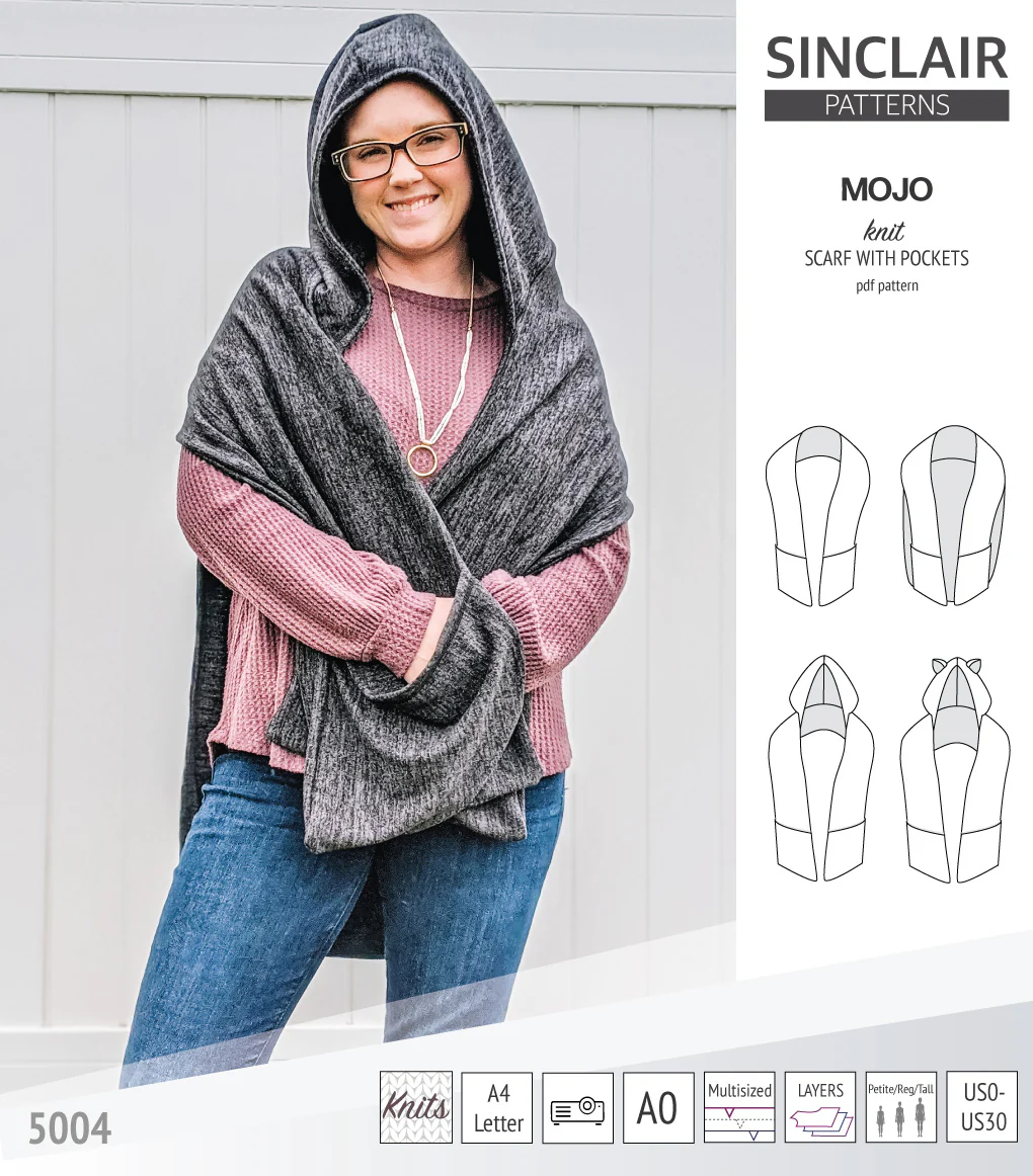 Mojo knit/woven scarf with a hood, a cape, pockets and ears (PDF) - Image 18